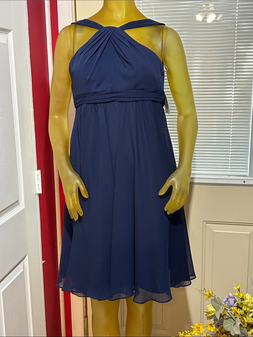 NWT David's Bridal Navy Halter-Style Midi Dress
